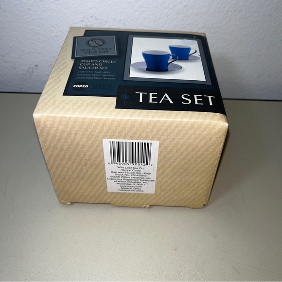 Wild Leaf Tea Co Blue circle Tempo Cup Saucer Set Is A Open Box No Used - Picture 3 of 6